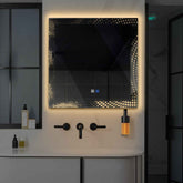 LED Spiegel Quadratisch | Touch-Schalter | Anti-Beschlag-Funktion | Warmweißes Licht - Reyze Seria Simetria Model 8